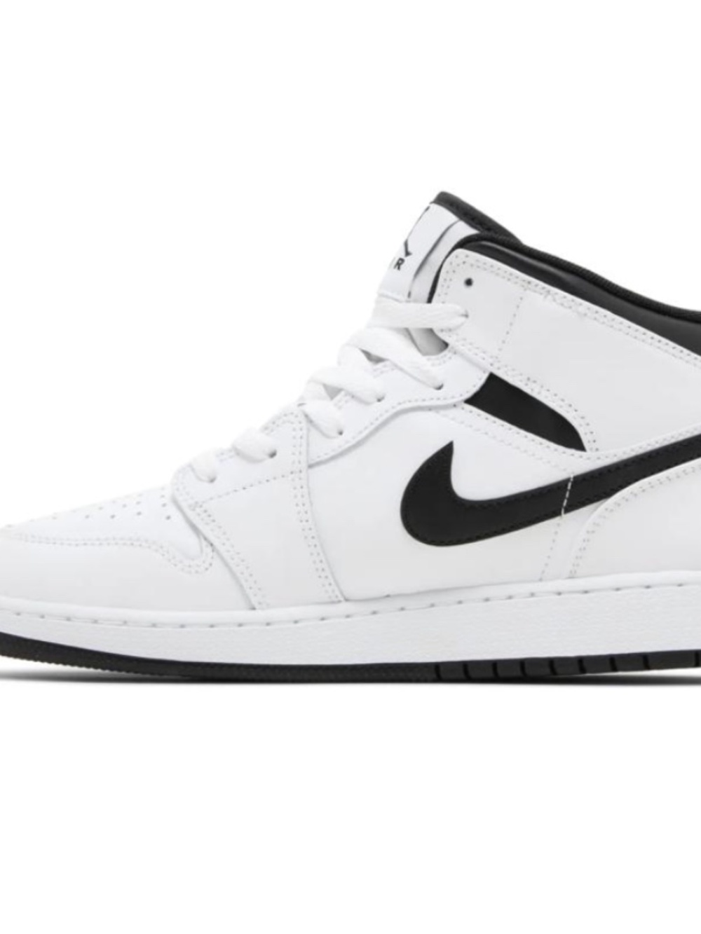 Nike Air Jordan 1 Mid GS White Black Youth Basketball Shoes New With Box - Picture 2 of 6